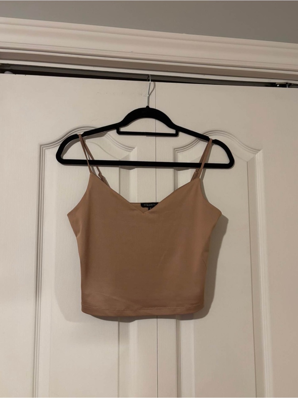 Dynamite Neutral Spaghetti Strap Crop Top